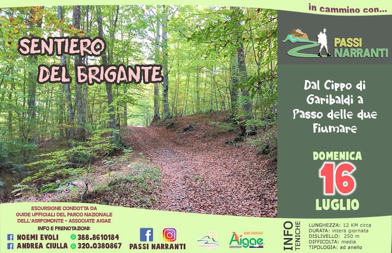 Sentiero del Brigante escursione 16 Luglio 2023 Gambarie locandina - Meraviglie di Calabria - 16
