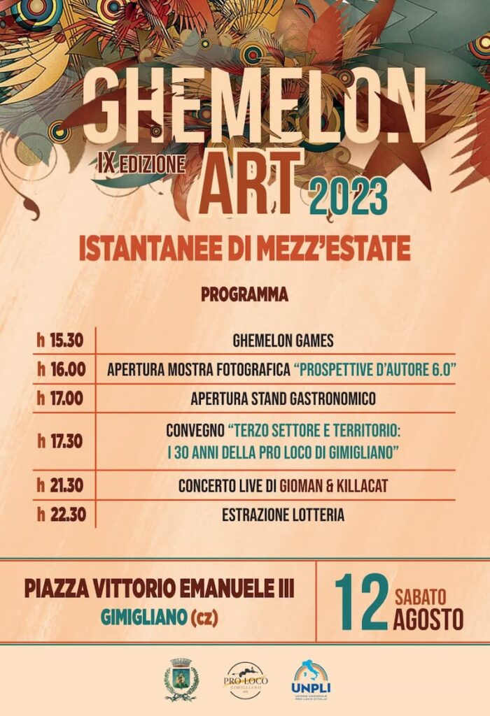 Ghemelon Art Istantanee di mezzestate IX Edizione 12 Agosto 2023 Piazza Vittorio Emanuele III Gimigliano locandina - Meraviglie di Calabria - 4