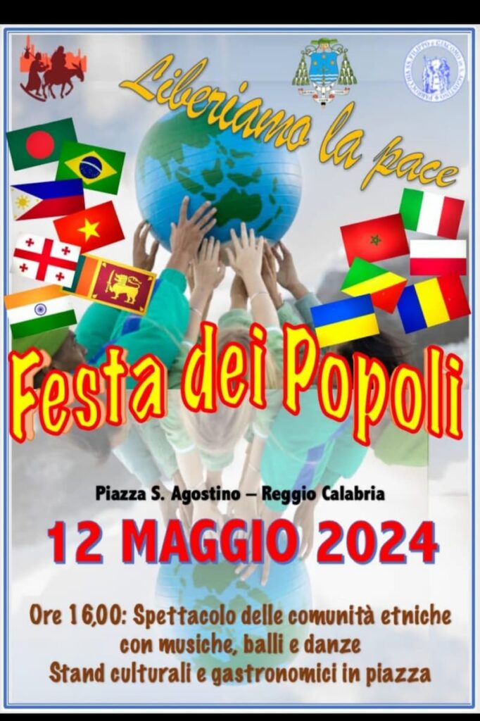 Festa dei Popoli liberiamo la pace 12 Maggio 2024 Piazza San Agostino Reggio Calabria locandina - Meraviglie di Calabria - 20