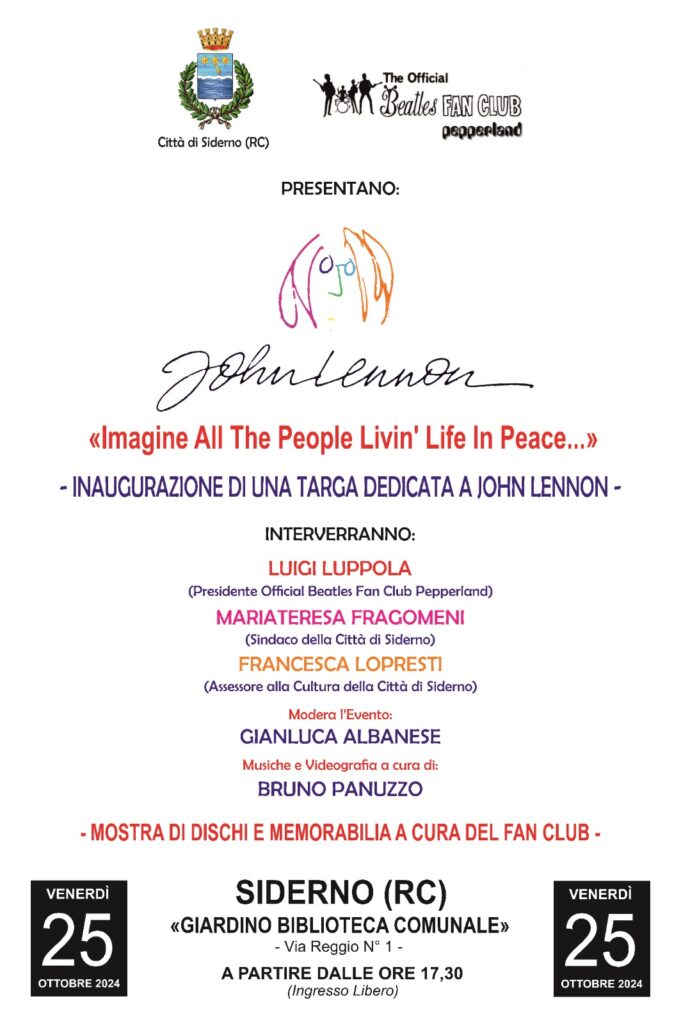 Inaugurazione targa dedicata a John Lennon - Meraviglie di Calabria - 2